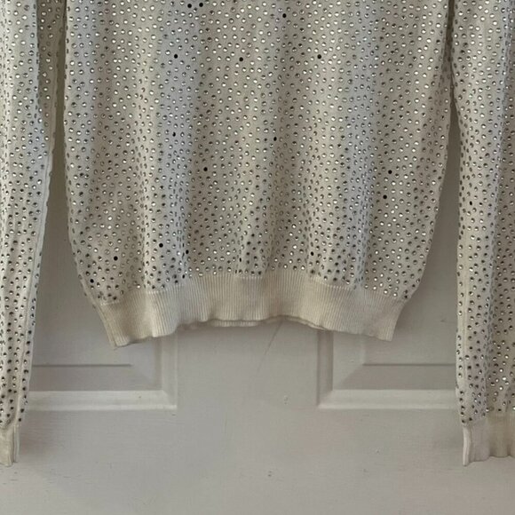 Alice & Oliva Woman's Rhinestone Cashmere Blend Cream Pull-over Sweater Sz Med - Picture 7 of 12